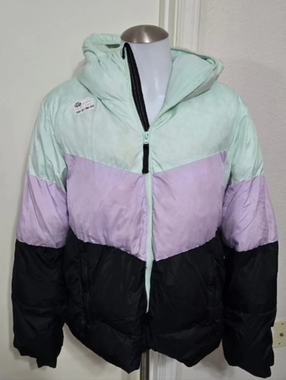 all in motion Mint, Lavender & Black Colorblock Puffer Jacket